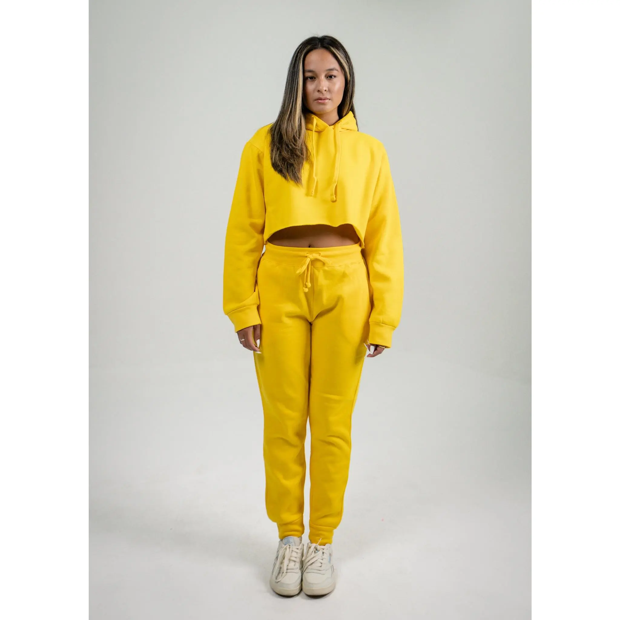Yellow Crop Top SweatSuit