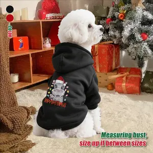 Christmas Limited Edition Christmas themed cartoon hippo print pet pullover - Husky Clothes for daily walks, Christmas outfits, autumn and winter, suitable for small, medium-sized dogs, soft and warm, easy to wear, machine washable, Christmas gift