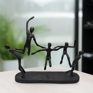 Sagebrook Home Modern Metal 15"H Black Contortionists Sculpture People Figurine Aluminium Decor