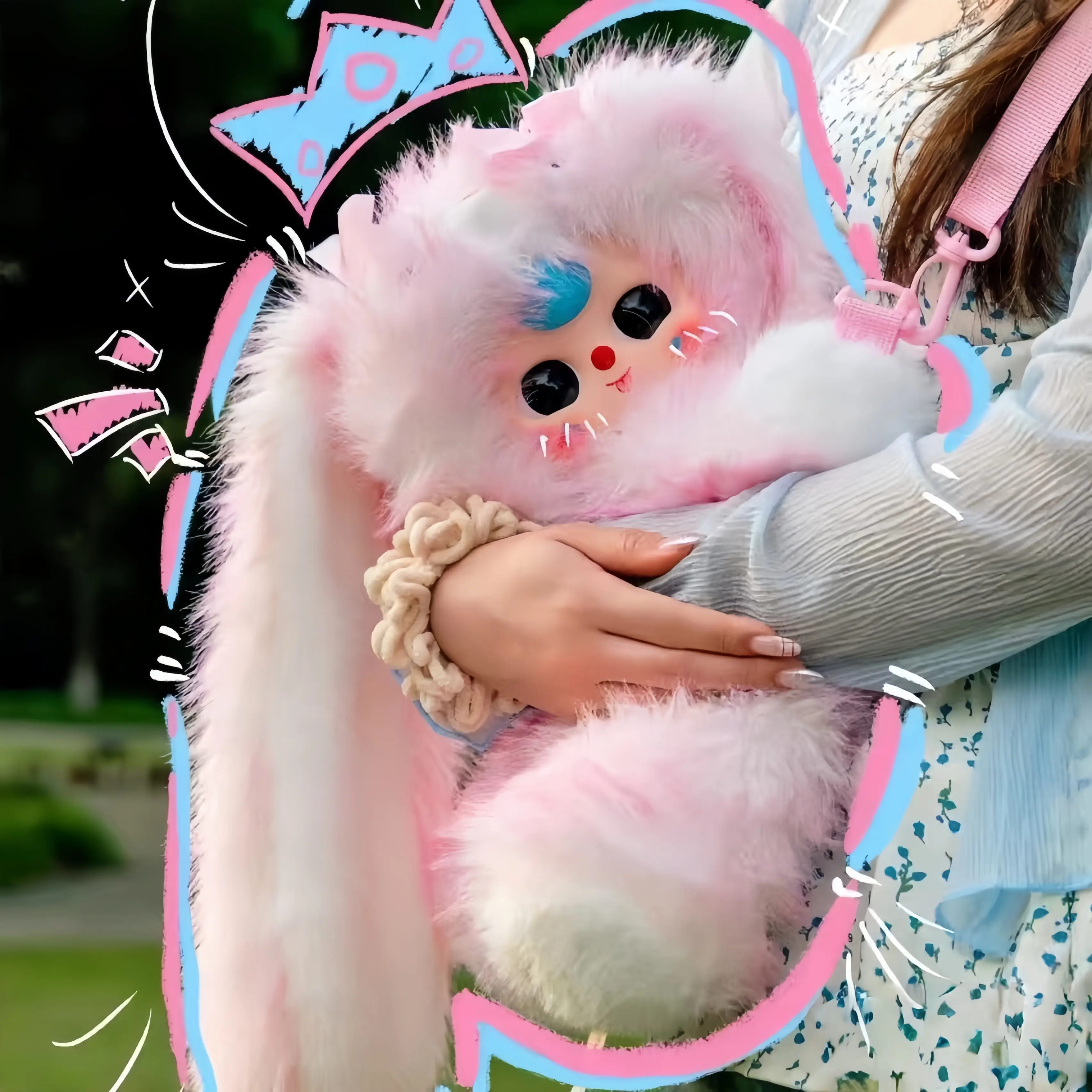YW-Hug Baby Backpack  series Mystery Boxes Bag Pendant Bunny Plush Dolls Soft Collectibles Hidden Style 1/16
