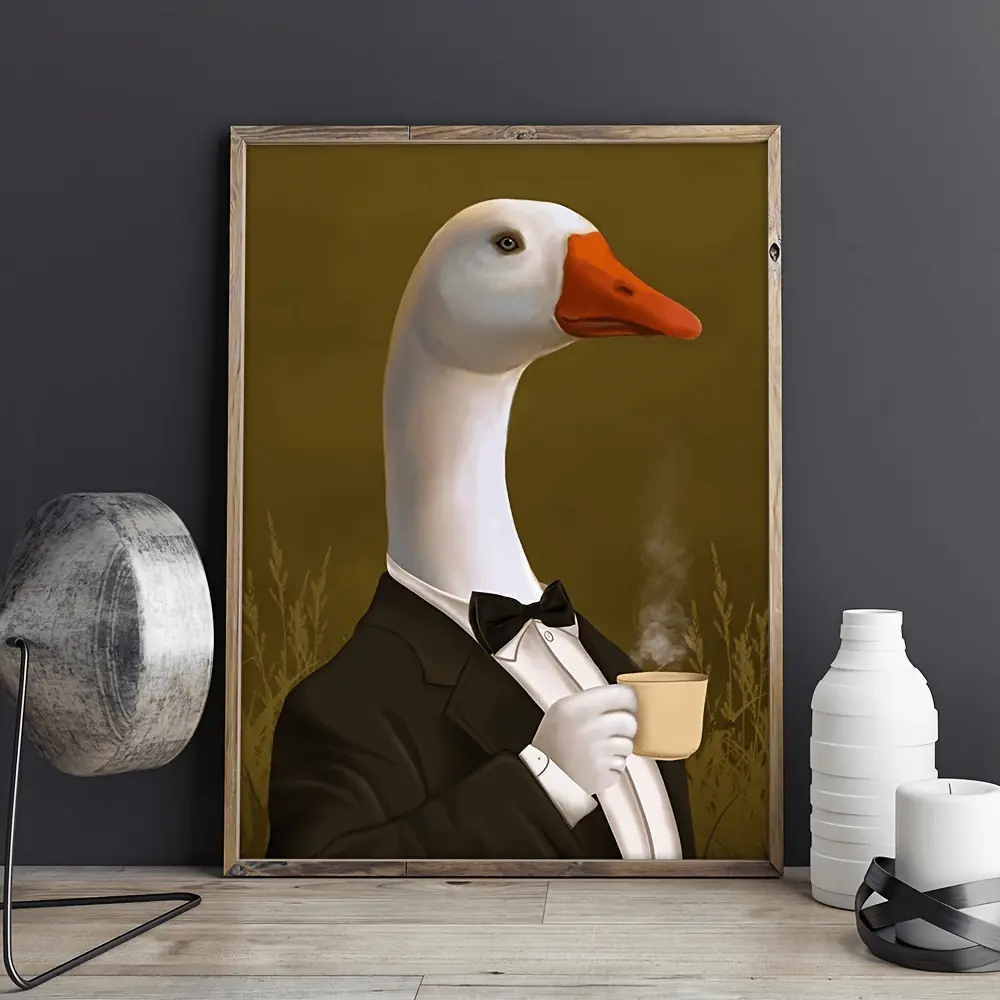 Unframed Duck Wall Art Picture, Suit Duck Picture Print Poster, Ideal Gift for Hanging Decor, Any Occasions, Great For Home Living Room, Bedroom, Office, Kitchen, Dining Room, Bar Decorate