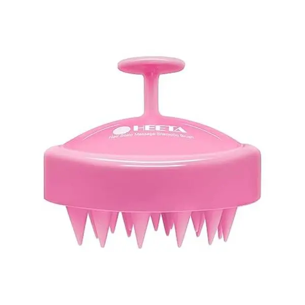 Scalp Massager Hair Growth, Soft Silicone Scalp Scrubber Shampoo Brush for Exfoliation, Dandruff Removal Head Massage Stress Relax, Wet & Dry Use for Thick Thin Curly Hair Care, Cherry Pink