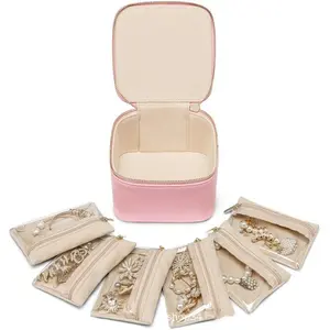 6 Piece Jewelry Storage Bag Set, Portable Lightweight Compact Travel Jewellery Pouch Organizer, Holds Earrings Studs Rings Necklaces, Mini Zipper Makeup Bag, Girls Gift Bag
