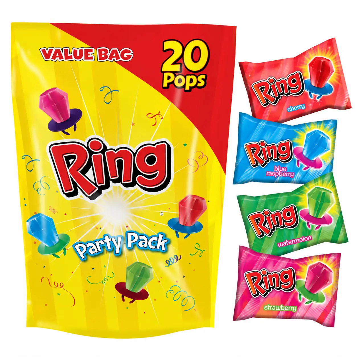 Bulk Wearable Candy Lollipops 20 Count, Individually Wrapped Assorted Fruit Flavors, Hard Candy Party Favors for Kids, Goodie Bags & Celebrations