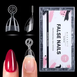 Short Almond Nail Tips: 504 PCS Half Cover Pre-shaped Acrylic Nail Tips Half Matte 15 Sizes False Nails - Easy-to-go Nail Extensions Manicure Supplies Salon Diy at Home