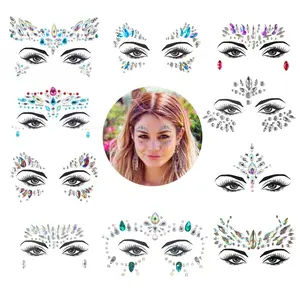Face Gems, 10 Sets Mermaid Face Jewels Festival Gems Rhinestones Rave Eyes Body Bindi Temporary Stickers Crystal Stickers Decoration(Bright)