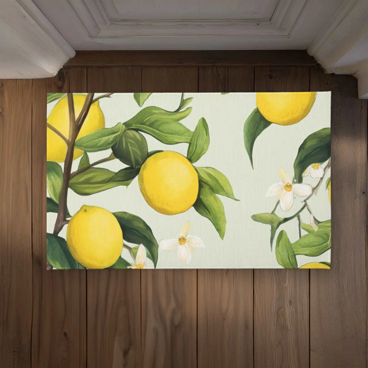 Begin Home Decor CODM2134JWWNML 21 x 34 in. Flowery Lemons Indoor & Outdoor Door Mat - Floral Home Decor