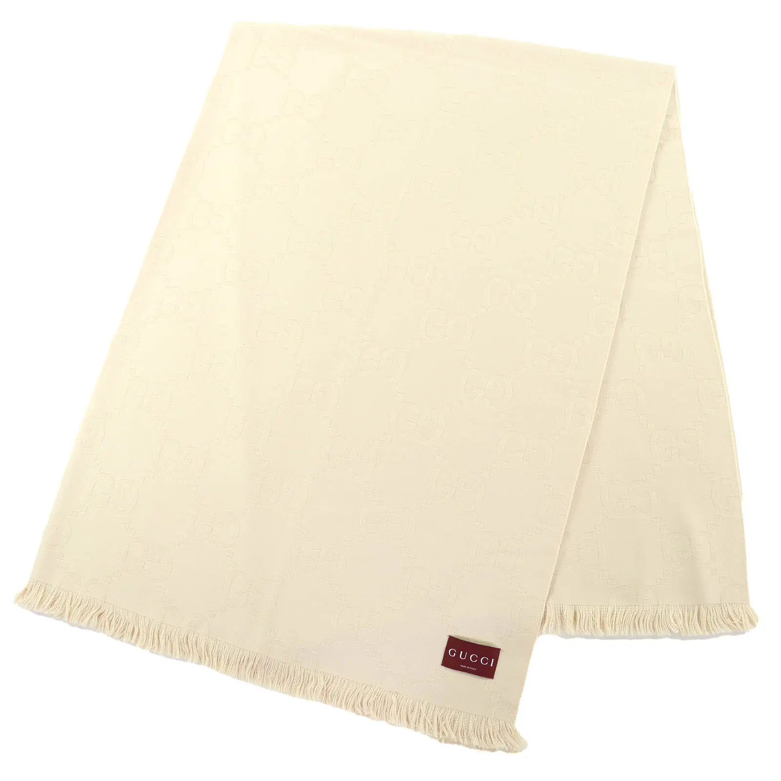 Pre-owned GUCCI Cotton Small Leather Goods GG Jacquard Wool Shawl Blanket