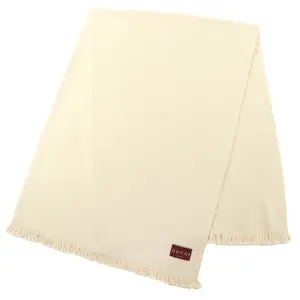 Pre-owned GUCCI Cotton Small Leather Goods GG Jacquard Wool Shawl Blanket