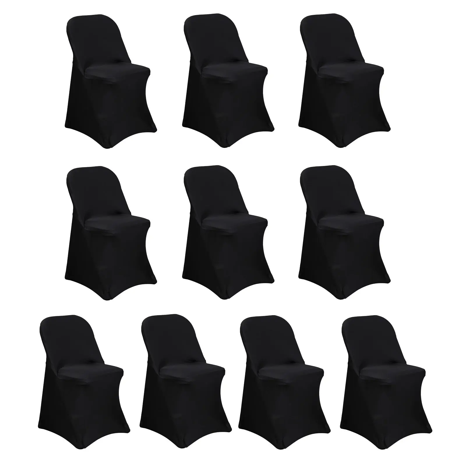 10-Pack Black Stretch Spandex Fitted Chair Covers - 160GSM Sturdy, Removable Machine-Washable, Standard Fit for Folding & Dining Chairs, Parties, Professional/Casual Events, Tumble Dry Low Heat, Spandex Fabric, Soft Stretch Dining Chair Slipcovers
