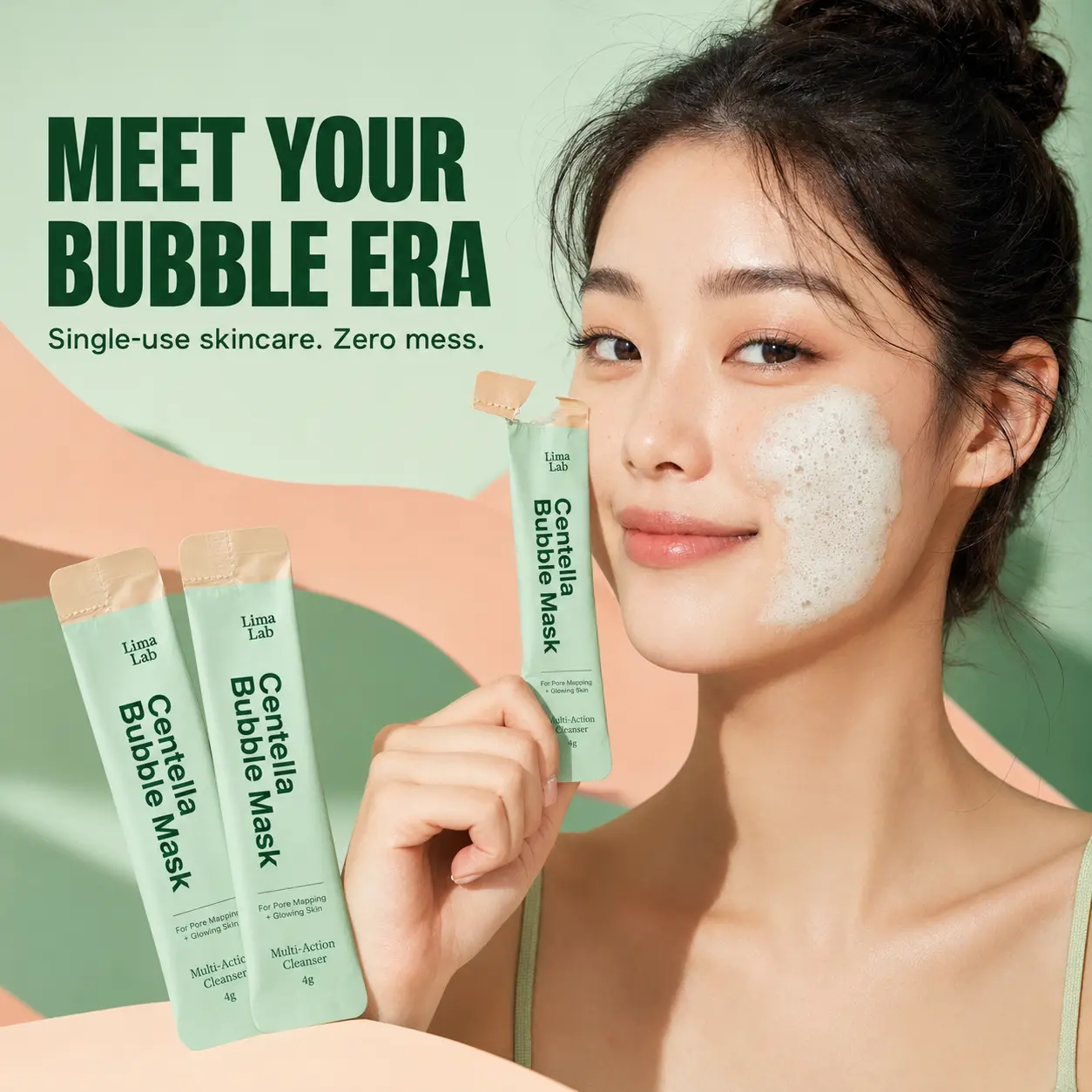 Centella Bubble Mask with Niacinamide - Clarifying Facial Cleanser for Deep Cleansing, Pore Control, Moisturizing & Soothing, Suitable for All Skins, 12-Pack Box, Centella + Niacinamide, Soothing Feel, Face Care Products, Adults, Fresh And Clean, All Skin