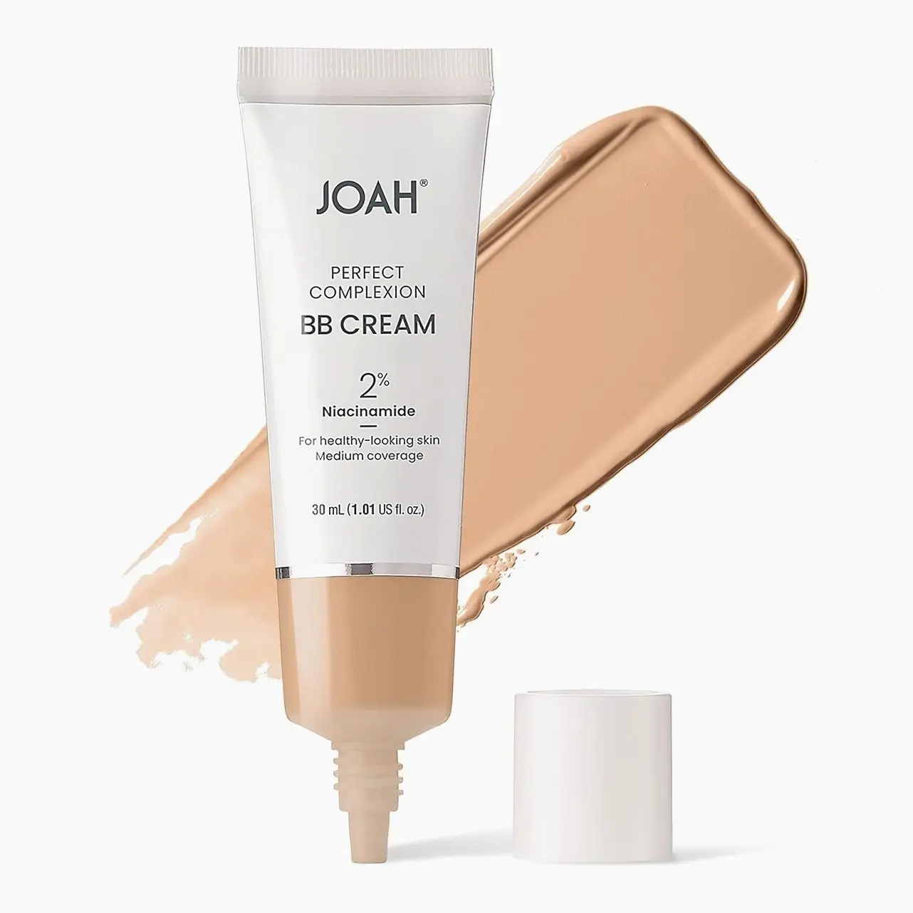 JOAH Perfect Complexion BB Cream with Hyaluronic Acid and Niaciminade, Korean Makeup with Medium Buildable Coverage, Evens Skin Tone, Lightweight, Semi Matte Finish, Tan with Neutral Undertones (Light with Cool Undertones)