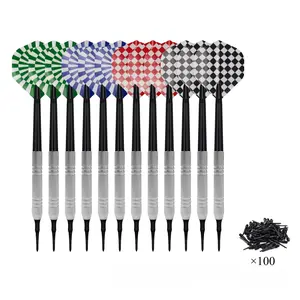 12-Piece 14g Safety Soft-Tip Darts Set + 100 Plastic Dart Tips Darts Gear
