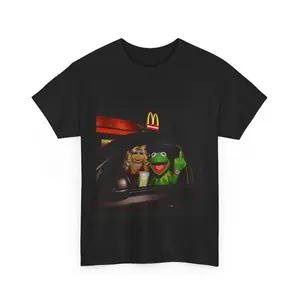 Vintage Kermit the Frog and Miss Piggy Late Night Graphic Cotton Unisex Shirt - Funny Meme Tee, Gifts for Boyfriend, Girlfriend, Humor Present