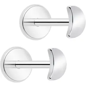 4mm Crescent Moon Flat Back Stud Earrings - 1 Pair