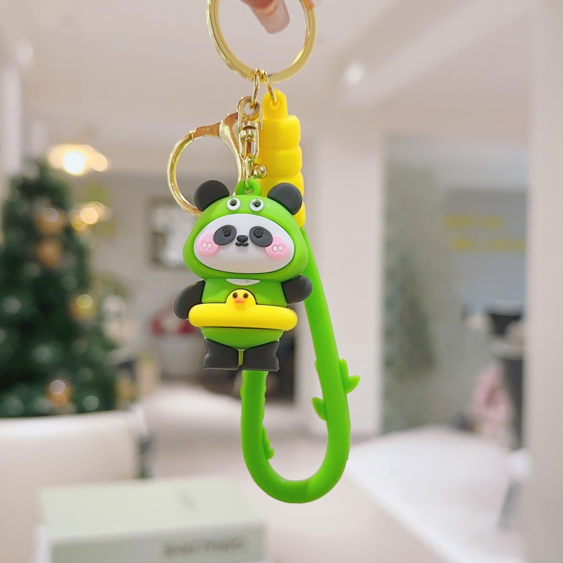 Playful Cartoon Panda Keychain Accessory - Casual Bag Chains and Charms for Backpacks, Gift for Panda Lovers
