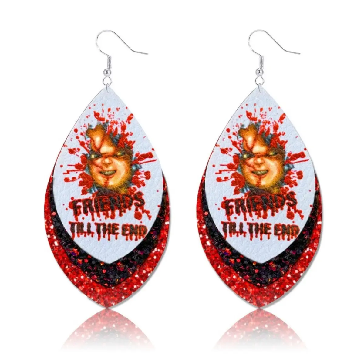 Chucky Earrings, S925 Horror Movie earrings Lightweight Leather Halloween Earrings for Women, Nightmare Before Christmas Earrings Cosplay for Halloween Costume