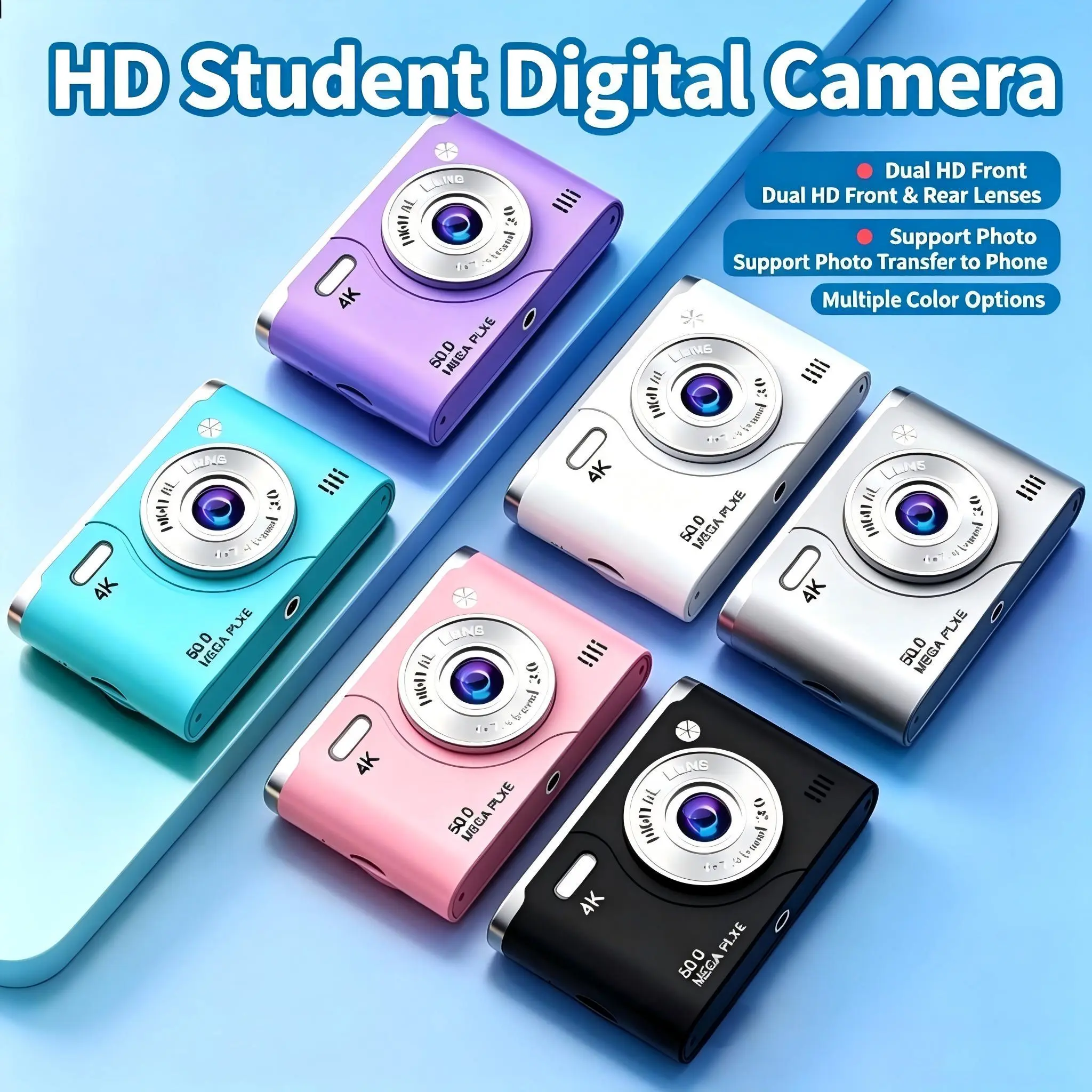Retro CCD Digital Camera for Students Portable Selfie Compact Camera with HD Vlogging Support Photo Transfer to Cell Phone Ideal for Daily Travel Video Shooting