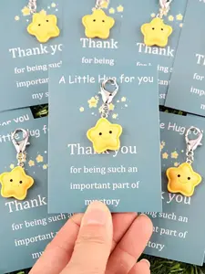 Mother's Day Gift 5pcs/10pcs Cute Charming Design Resin Star Keychains with "A Little Hug" Thank You Cards, Small Gifts For Family And Friends,Heartfelt Gift for Birthdays, Keychain Set