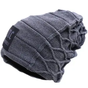 New Cloth Label Men's Hat Autumn/Winter Knitted Hat Wool Lined Wool Hat Fashion Pullover Hat Men's Warm Hat
