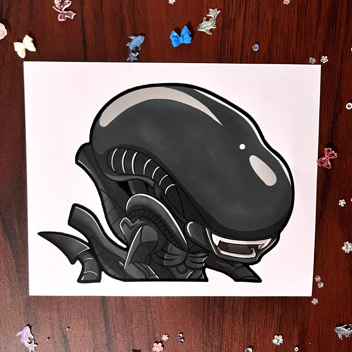 Alien Xenomorph Car Peeker - Alien Sci Fi Franchise Cute Chibi Sunproof Waterproof Decal for Fans