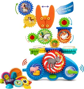 Motorized Gear Toys for Toddlers, STEM Spinning Building Blocks for Kids, Educational Interlocking Gears Puzzle Set, Creative Construction Toy Ages 3-8