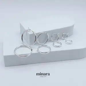 MINARA 950 Silver Argollas Lisas Aretes - Hoop Earrings. MINARA 950 Silver Argollas Lisas Aretes - Hoop Earrings.