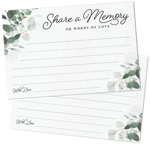 50 Pack Share A Memory Cards For Celebration Of Life  Graduation Party - Memorial Wedding Boxes And Personalized Note Keepsakes (lush Greenery)