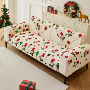 Cartoon Christmas Gnome Pattern Sofa Cover, 1 Count Non-slip Sofa Slipcover, Sofa Protector for Home Living Room, Home Decor