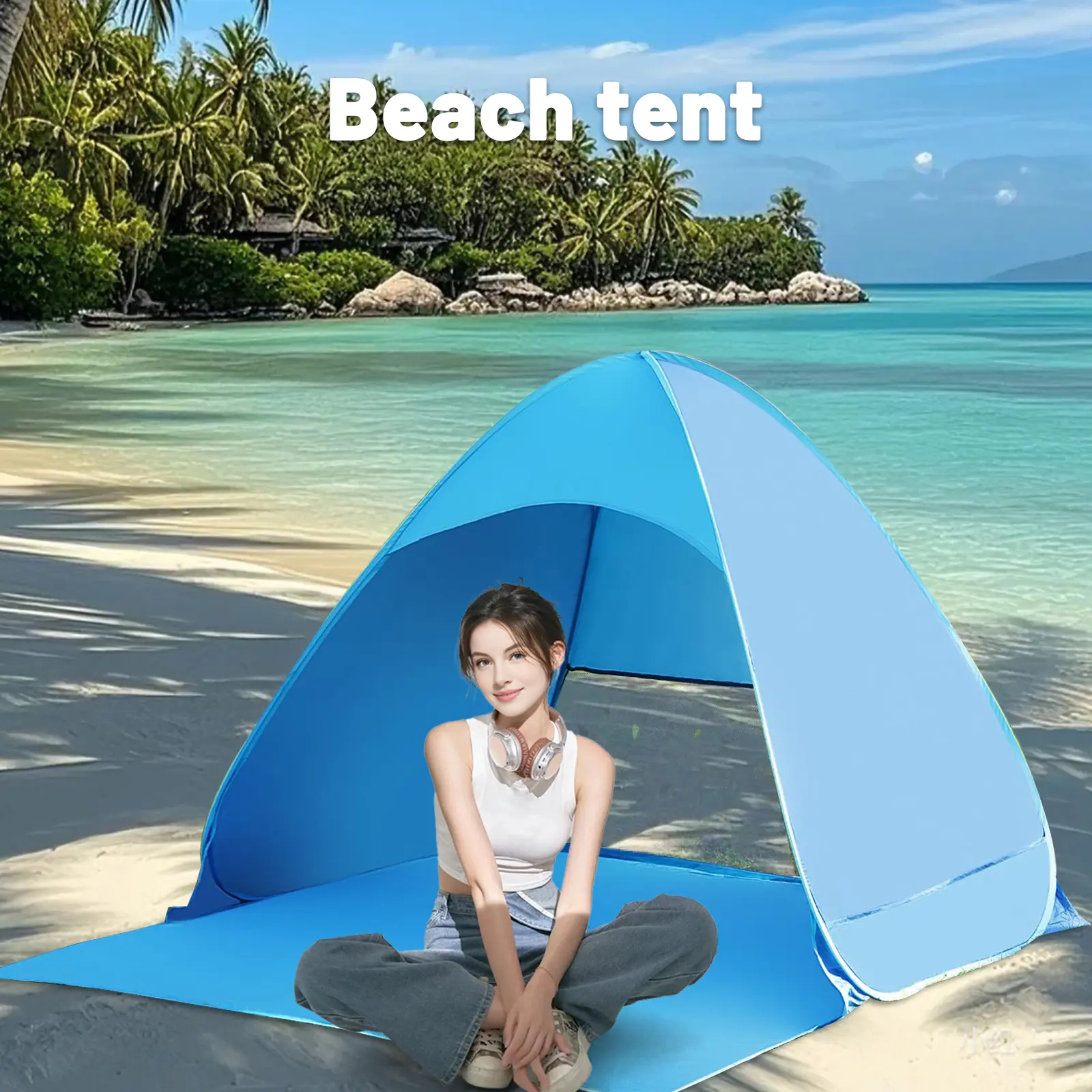 1-2 Person Beach Cabana Tent - Instant Assembly-Free, Compact Folding Design with Carry Bag for Outdoor Camping, Travel