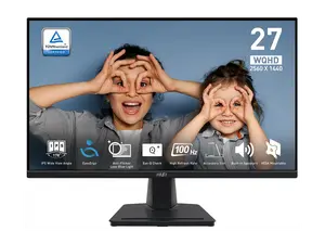 MSI PRO MP275Q 27-inch 2560 x 1440 (WQHD) IPS Panel Office Monitor, 100Hz, Eye-Friendly Screen, Free-Synch, HDMI, DP (1.2a), VESA Mountable, Tilt, Built-in Speaker, Black