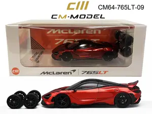 CM Model McLaren LT765 Die Cast Metal Toy Car 1:64 Scale with Quick Release Wheels, Display Base & Acrylic Box, Limited Production