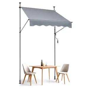 VEVOR 59 x 47" Patio Awning Retractable,  Awning Sunshade Shelter with Manual Crank Handle, Outdoor Patio Canopy Sunsetter Deck, Adjustable Height from 86 to 122 in, for Patio/Balcony/Yard, Dark Gray
