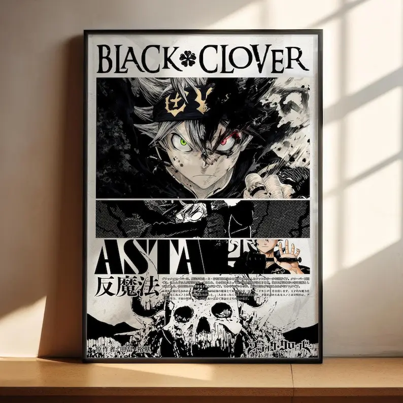 Black Clover Anime Poster - Asta Anime Art Print Anime Gifts