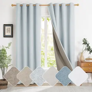 Deconovo Single Layer Faux Linen Curtain – Light Blocking with Laminated Coating