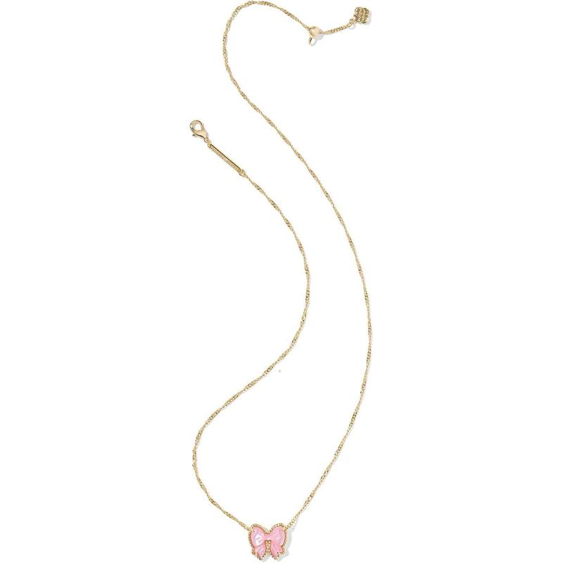 Charming 14K Gold Plated Necklace with Adorable Pink Bow Accent Mom and Child Pendant NecklaceGold Plated Crucifix Cross Necklacedainty & delicate accessories