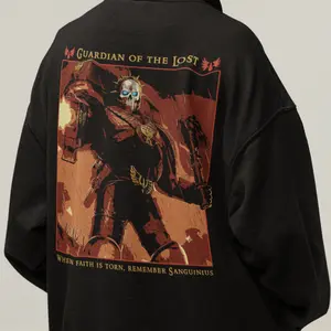Warhammer 40K Guardian of the Lost Hoodie | Chaplain Lemartes Pullover | Blood Angels Death Company Design | Warhammer Grimdark Apparel | Space Marine Fan Gift | Unisex Warhammer Hoodie