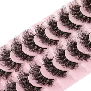 10 Pairs False Lashes Volume Lash Clusters Fluffy False Eyelashes Thick Volume Cluster Lashes Dramatic Cat Eye Lashes Long Strip Wispy Lashes Pack