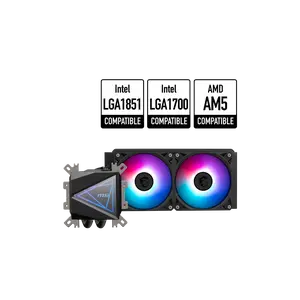 MSI MAG CoreLiquid I240 Black - AIO ARGB CPU Liquid Cooler - Infinity Mirror Design - UNI Bracket - 240mm Radiator - Dual 120mm ARGB PWM Fans - LGA 1700/1851 / AM5/AM4 Compatible