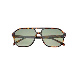 Billie Unisex Aviator Sunglasses - Tortoise / Green
