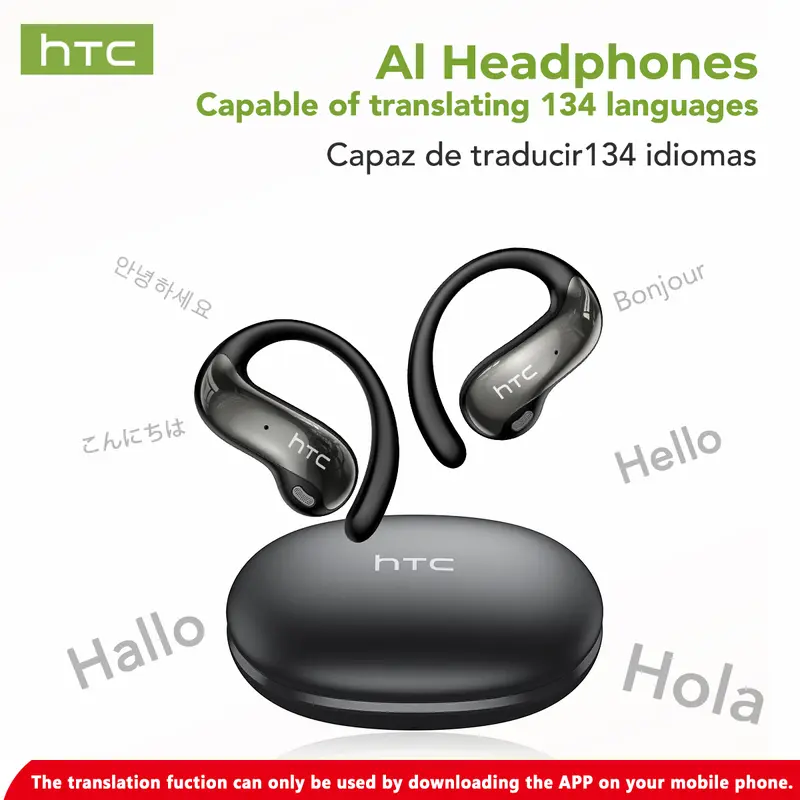HTC NE19 AI Translation Earbuds Open Ear Wireless Headphones 134 Languages Translatable Bluetooth Smart Earphones