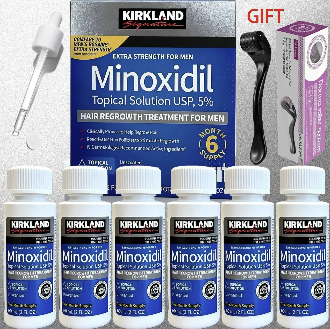 Kirkland Minoxidil 5% For Men & Women | Hair Growth Liquidfor Androgenetic Alopecia & Sparse Hair, 3-Month Supply,Nourishes Hair Roots, Boosts Hair Volume & StimulatesNatural Hair Regrowth, Clinically & Dermatologically Verified11