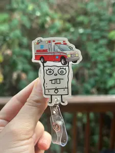 Doodle Bob Ambulance, EMT, CCT, healthcare, work accessory,EMS Badge reel, Paramedic