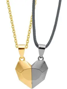 Wishing Stone Necklace - Two Souls Heart Pendant Necklaces for Couple, Necklace Wishing Stone Creative Magnet Couples Necklace