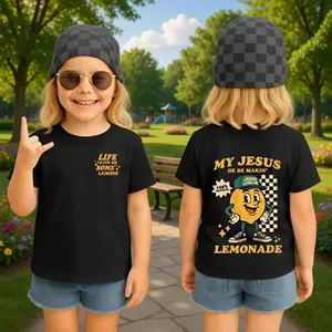 Jesus He Be Makin’ Lemonade T-Shirt, Boho Faith Quote Graphic, Christian Inspirational Style, Soft Cotton, Made In USA, For Youth & Adult