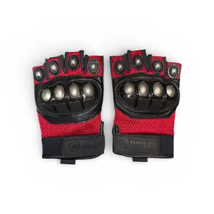 Tactical Half-Finger Gloves – Knuckle Protection, Breathable Mesh, Anti-Slip Grip, Motorcycle & Outdoor Gloves Red