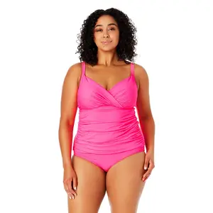 Women's Plus Size Live In Color Twist Front Underwire Tankini Swim Top