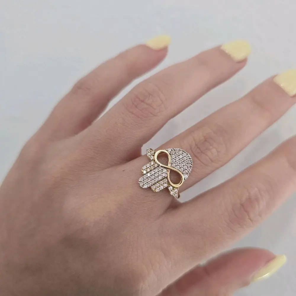 14k Fatima Hand Ring, Size 7