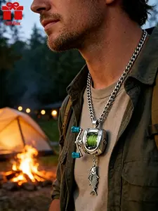 Creative Fishing Reel Keychain, Rotatable Handle, Detachable Coil, Fishing Enthusiast Necklace, Gift Idea, Unique Fishing Accessory
