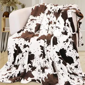 Cow Printed Soft Cozy Blanket, 1 Count Lightweight Travel Napping Throw, Comfortable Warm Quilt for Home Sofa Bed Office